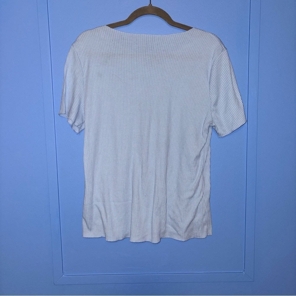 Blue Short Sleeve Top with Ribbon Accents - Women’s Size XL​​​ - Picture 2 of 5